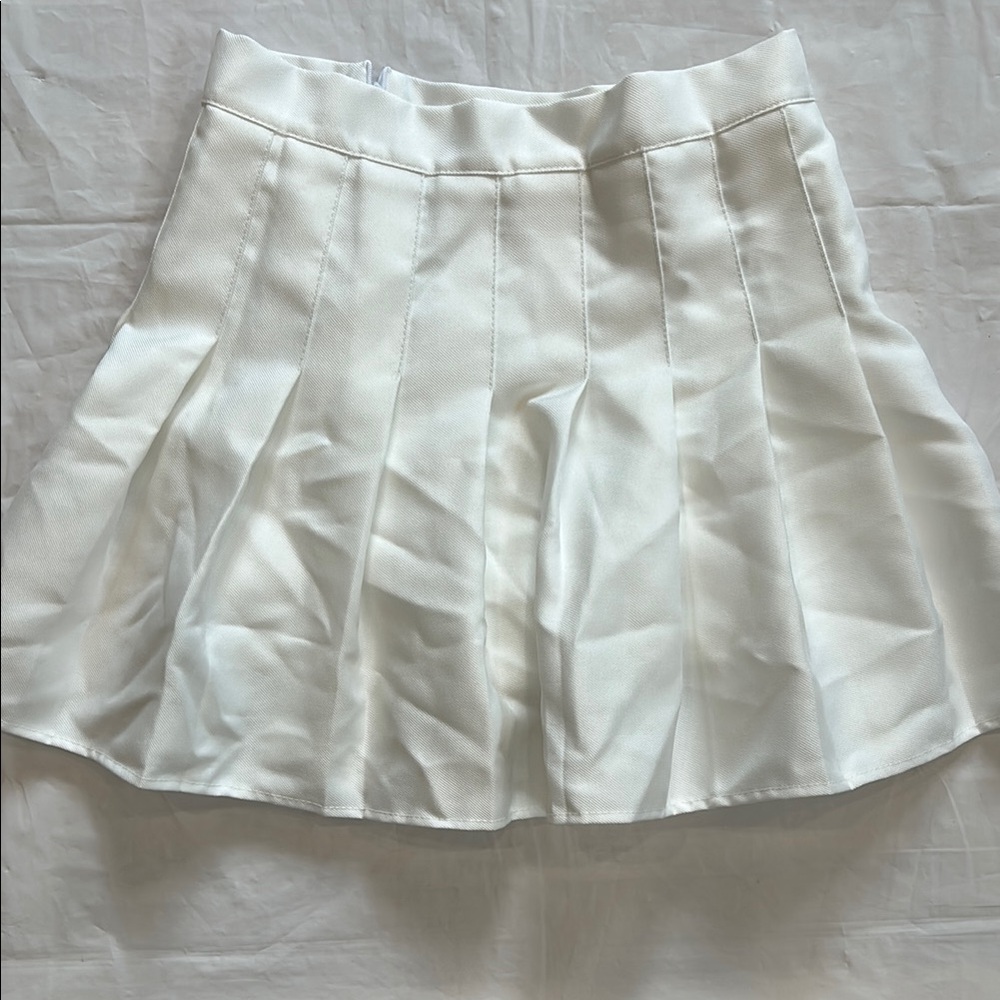 White Skater Mini Skirt Pleated Casual